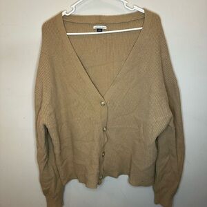 American Eagle Outfitters Tan Cardigan with Relaxed Fit